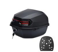 PQPQLI 32L Baúl Universal para Moto, Top Case Impermeable con Cerradura De Seguridad, Incluye Respaldo Y Placa De Montaje, Maletero para Scooter Y Motocicleta(Matte Black)