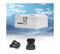 PQPQLI 45L Top Case Moto,Maleta Moto,Baúl Motos De Aleación De Aluminio Impermeable, con Cerradura De Seguridad Respaldo Y Fondo, Adecuado para La Mayoría De Motocicletas(Blanca,28L)