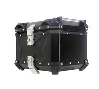 PQPQLI 45L Top Case Moto, Maleta Moto, Baúl para Motocicleta Universal, Cofres para Almacenamiento Cascos, Aleación De Aluminio, con Respaldo Y Placa De Soporte, Impermeable(Negro)