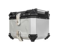 PQPQLI 45L Top Case Moto, Maleta Moto, Baúl para Motocicleta Universal, Cofres para Almacenamiento Cascos, Aleación De Aluminio, con Respaldo Y Placa De Soporte, Impermeable(Plata)