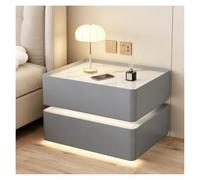 PQPQLI Mesilla De Noche con 2 Cajones, Mesita De Noche LED para Dormitorio, Mesa Auxiliar Moderna para Dormitorio, Sala De Estar U Oficina, No Requiere Montaje(Light Gray,35x40x48cm)