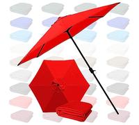 PQPQLI Toldo De Repuesto para Sombrilla De 2,70 M Y 3,0 M con 6/8 Varillas Protección UV Impermeable Resistente A La Decoloración para Jardín Terraza Playa(Red,6ribs 10ft/3.0M)