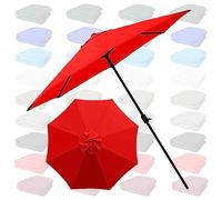 PQPQLI Toldo De Repuesto para Sombrilla De 2,70 M Y 3,0 M con 6/8 Varillas Protección UV Impermeable Resistente A La Decoloración para Jardín Terraza Playa(Red,8ribs 9ft/2.70M)