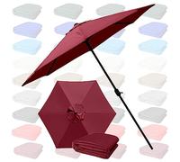 PQPQLI Toldo De Repuesto para Sombrilla De 2,70 M Y 3,0 M con 6/8 Varillas Protección UV Impermeable Resistente A La Decoloración para Jardín Terraza Playa(Wine Red,6ribs 6.5ft/2.0M)