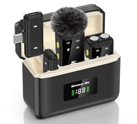 PQRQP Micrófono inalámbrico para iPhone, iPad, Android (Lightning/USB C), micrófonos duales de 20 horas de duración de la batería, mini micrófono, micrófonos dobles inalámbricos para grabación de
