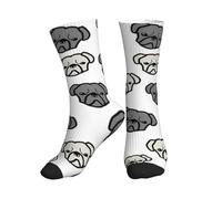 PQruop American Bulldog - Calcetines deportivos de poliéster con estampado de cabeza de bulldog adecuado para deportes y uso diario, 1 pieza, 1 negro., Altoa única