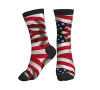 PQruop American Flag1 - Calcetines deportivos de poliéster con estampado de bandera americana, adecuados para deportes y uso diario, 1 pieza, 3 Negro, Altoa única