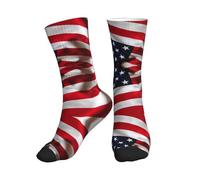PQruop American Flag1 - Calcetines deportivos de poliéster con estampado de bandera americana, adecuados para deportes y uso diario, 1 pieza, 1 negro., Altoa única