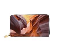 PQruop Antelope Canyon - Cartera larga de piel para mujer, con cremallera de metal, tarjetero de crédito, cartera de viaje
