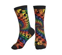 PQruop Bear Dancing - Calcetines deportivos de poliéster con estampado de teñido anudado, adecuados para deportes y uso diario, 1 pieza, 3 Negro, Altoa única