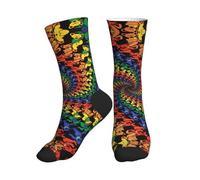 PQruop Bear Dancing - Calcetines deportivos de poliéster con estampado de teñido anudado, adecuados para deportes y uso diario, 1 pieza, 2 Negro-2, Altoa única