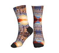 PQruop Calcetines deportivos de poliéster con estampado de la ciudad del Vaticano, adecuados para deportes y uso diario, 1 pieza, 2 Negro-2, Altoa única