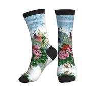 PQruop Calcetines deportivos de poliéster con estampado de pavo real, adecuados para deportes y uso diario, 1 pieza, 3 Negro, Altoa única