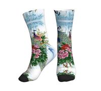 PQruop Calcetines deportivos de poliéster con estampado de pavo real, adecuados para deportes y uso diario, 1 pieza, 1 negro., Altoa única