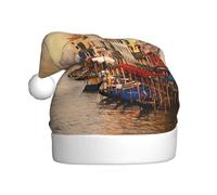 PQruop Hermoso sombrero de Navidad divertido con impresión del canal de Venecia para adultos, sombreros novedosos, sombrero de elfo de Navidad, adecuado para tocado de fiesta de Año Nuevo