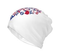 PQruop Sombrero de punto casual de doble capa con estampado de corazón del Día de la Independencia de Estados Unidos, sombrero de invierno sin alas, adecuado para pescar y correr., Negro, S