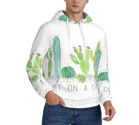 PQruop Sudadera con capucha de forro polar para hombre con estampado de cactus, con cordón, una cálida sudadera con capucha., Negro, 3XL