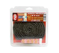 PQS - Junta Refractaria - Fibra de Vidrio Trenzada/Plana Ø 8 mm - Para Puertas de Chimenea, Estufas y Calderas - Con Tubo Cola 50 ml - Resistente hasta 500 ºC