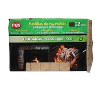 PQS - Pastillas de Encendido Ecológicas 32 Dosis - Compuestas por Madera Vegetal y Parafina - Ideales para Chimeneas y Barbacoas - Sin Olores ni Humos, Encendido Seguro y Sostenible