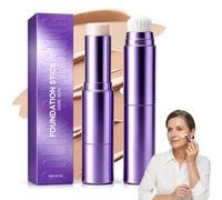 PQUELM Base de Maquillaje Que Cambia de Color,Barra de Base 2 en 1,Con Cabezal de Brocha,Textura Delicada,Larga Duración,Para Todo Tipo de Piel,Color Natural(B)
