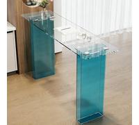 PQXQZ Mesa Alta de Bar con Tablero de Vidrio Templado y Patas de Acrílico Mesa Moderna para Bares Comedores y Salas de Estar(White,160x40x100cm)