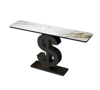 PQXQZ Mesa Consola Moderna con Panel de Piedra Mesa Estrecha y Larga para Recibidor Mesas Auxiliares Contemporáneas para Sala de Estar Entrada y Vestíbulo(Black,120x30x80cm)