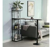PQXQZ Mesa de Bar con Estante de Almacenamiento Mesa Alta de Estilo Industrial para Bar para Cocina Sala de Estar Comedor o Recibidor(Black,140x40x105cm)