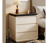 PQXQZ Mesitas de Noche de Madera Maciza con 3 Cajones Mesita de Noche de Estilo Vintage Mueble Decorativo para el Dormitorio(Black,50x40x60cm)