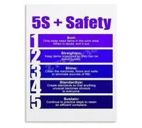 PQYSMVVG 5S and Workplace Improvement Industrial Training Poster for Lean Manufacturing Factory Floor Wall-Art(Framed,12x18inch(30x45cm))