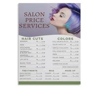 PQYSMVVG Beauty Salon List Poster Hair Service Menu Canvas Wall-Art for Reception Decor(Unframed,12x18inch(30x45cm))