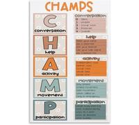 PQYSMVVG CHAMPS Classroom Management Poster Behavior Expectations Back to School Teacher Resource Wall-Art Decor(Framed,08x12inch(20x30cm))