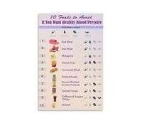 PQYSMVVG Eat for Your Heart Wellness Chart, Inspirational Canvas Poster for Home Office, Kitchen, Waiting Room Decor(Framed,08x12inch(20x30cm))