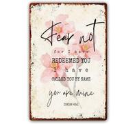 PQYSMVVG Fear Not Redeemed Called By Name Metal Sign Baptism Gift 8 X 12 in | Timeless keepsake for godchild niece nephew first communion day