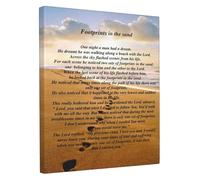 PQYSMVVG Footprints In The Sand Poem Canvas Wall-Art Inspirational Quote for Home Office Bedroom Living Room(Framed,12x18inch(30x45cm))