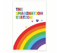 PQYSMVVG Imagination Station Poster Imaginative Play Wall-Art for Playroom Nursery Toddler Preschool Learning Adventure(Framed,08x12inch(20x30cm))