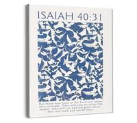 PQYSMVVG Isaiah 40 31 Blue Art Wall Decor with Pigeon Eagles for Living Room and Bedroom(Unframed,08x12inch(20x30cm))