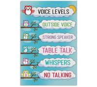 PQYSMVVG Owl Themed Voice Level Chart, Classroom Noise Management for Teachers, Educational Wall-Art Decor for Preschool and Homeschool Classroom(Framed,16x24inch(40x60cm))