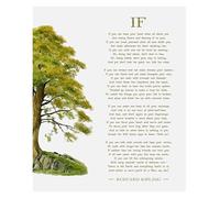 PQYSMVVG Poetry Wall-Art Print Rudyard Kipling If Poem with Tree Illustration for Home Decor(Framed,16x24inch(40x60cm))