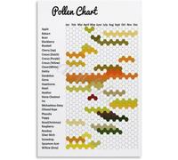PQYSMVVG Pollen Chart Poster Pollinator Bee Canvas Wall-Art Home Decor Seasonal Allergy Knowledge(Unframed,16x24inch(40x60cm))