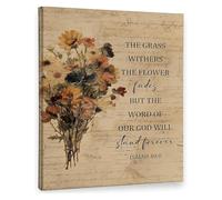 PQYSMVVG Religious Retro Flower Bouquet Christian Wall-Art Vintage Floral Bible Verse Scripture Pictures for Church Bedroom Living Room Decor(Framed,08x12inch(20x30cm))