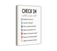PQYSMVVG Self Care Check In Mental Health Canvas Poster Wall-Art for Office Bedroom Calm Corner Wellness Decor(Unframed,12x18inch(30x45cm))