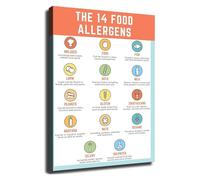 PQYSMVVG The 14 Food Allergens Healthy Eating List Chart Poster Educational Wall-Art Room Aesthetics Stylish Home Decor for Kitchen Living Room Bedroom Office(Unframed,16x24inch(40x60cm))