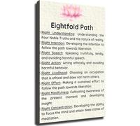 PQYSMVVG The Eightfold Path Buddhist Compassion Quote Spiritual Poster Inspirational Wall-Art Stylish Room Decor for Kitchen Living Room Bedroom Office(Framed,16x24inch(40x60cm))