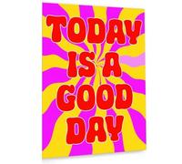 PQYSMVVG Today Is A Day Canvas - Girly Wall-Art with Uplifting Quote, Vibes Painting for Teen Girl's Bedroom, Women's Home Office & Workplace Decor (Framed,08x12inch(20x30cm))