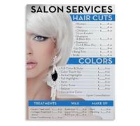 PQYSMVVG Vintage Style Beauty Salon Hair Salon List Chart Poster Canvas Print for Wall Decor in Living Room Bedroom(Unframed,12x18inch(30x45cm))