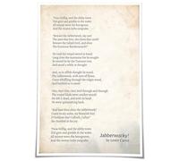 PQYSMVVG Whimsical Jabberwocky Poem Poster - Vintage Book Page Style Canvas Art, Lewis Carroll Literary Decor for Home Office, Reading Nook, Gift for Readers(Framed,12x18inch(30x45cm))