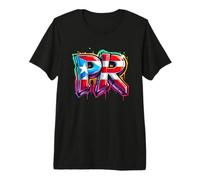 PR Graffiti Bandera de Puerto Rico Pintura en Aerosol Arte Callejero Divertido Fresco Camiseta Premium
