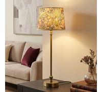 PR Home lámpara de mesa Liam, latón, pantalla Sofia Theo beige