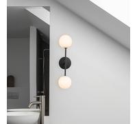 PR Home Sigma D aplique de pared, negro/opal, 2 luces, 49 cm cristal