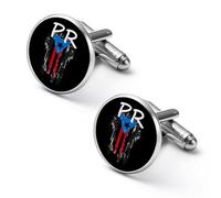 PR State - Gemelos de moda para hombre, diseño de bandera de relaciones públicas, para camisas clásicas, para bodas y negocios, 2.0cm, Metal, No es una piedra preciosa